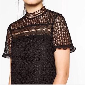 Zara Black Lace Top Open Back